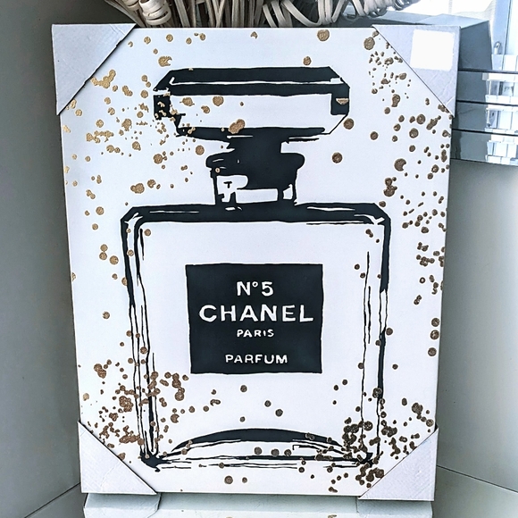 🔥LAST New Chanel Perfume Bottle Gold Splash Wrapped Canvas Art - Picture 1 of 1